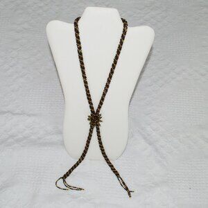 Adjustable Beads Necklace with Sliding Brooch